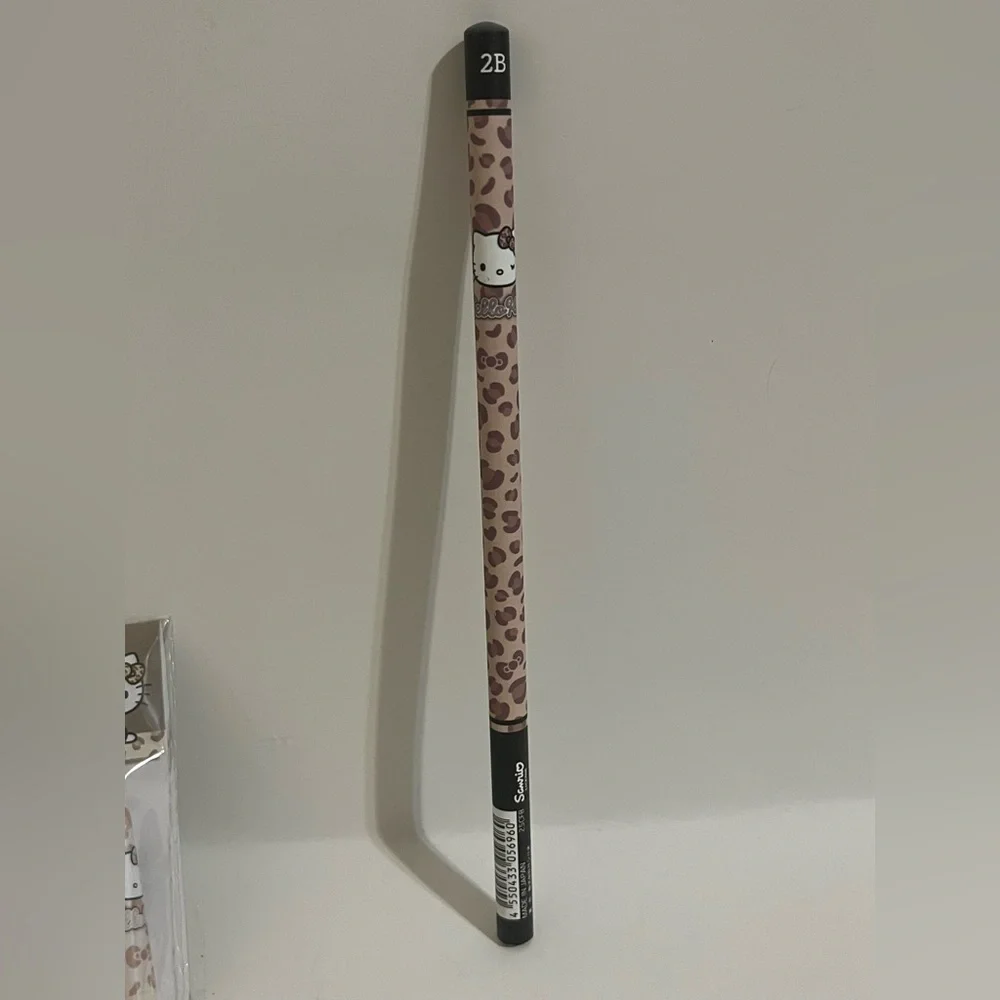Hello Kitty Brown Leopard Mini Memo Pad, Pencil and Pencil Cap Bundle